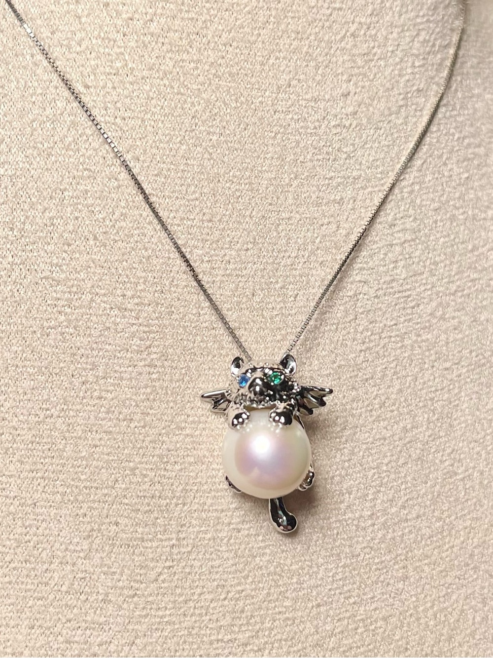 Freshwater Pearl Dragon Pendant - Titanium Steel